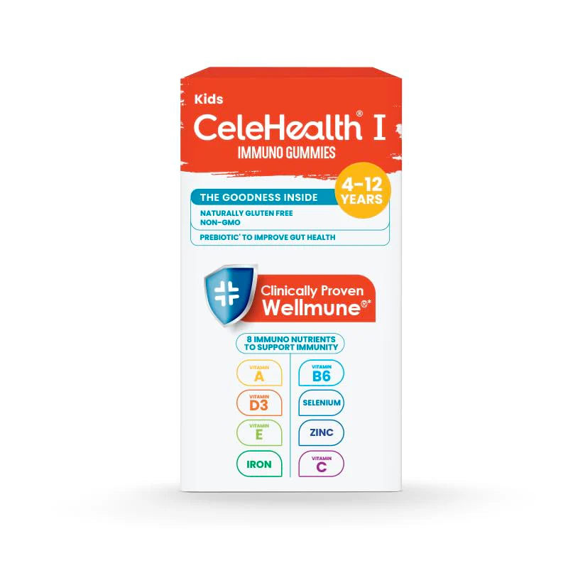 Celehealth Kidz Immuno Plus - 30 Gummies | Pulpy Mango with Wellmune Vitamin C & Zinc to support body's defence and immunity (Pack of 1) - Image 3