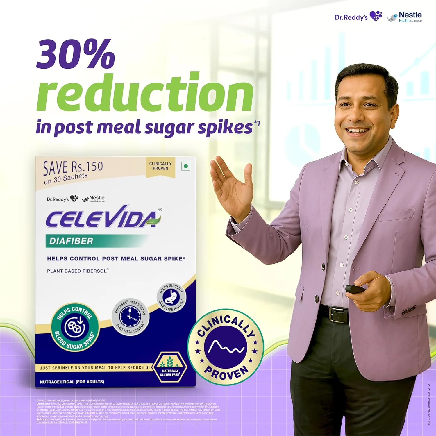 Celevida Diafiber   Diabetes Care Product| 100% Plant Based Fibersol® Helps Control Post Meal Sugar Spike|Helps delay post meal hunger   360g (Pack of 30 Sachets) - Image 8