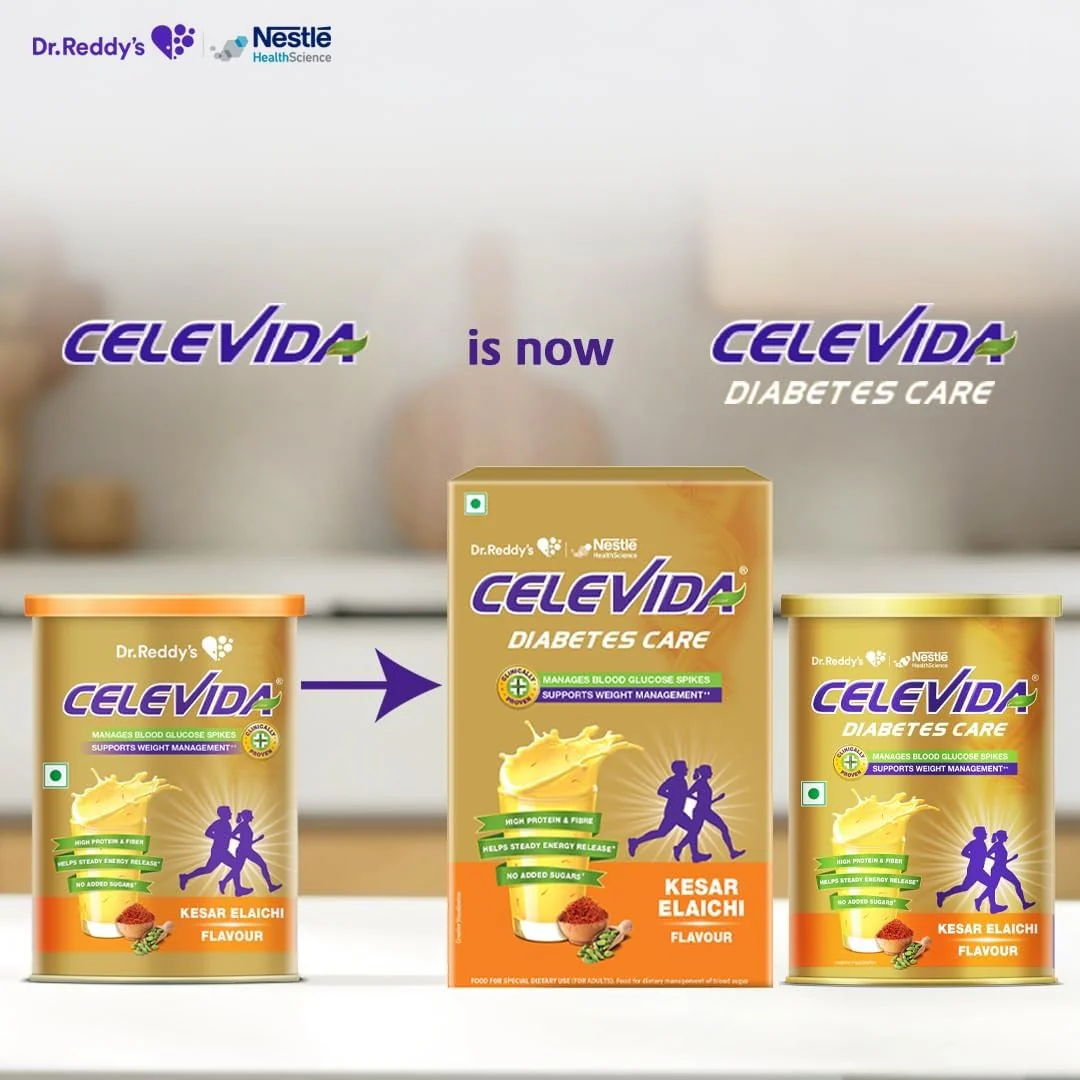 Celevida Protein Powder Drink for Diabetes Management by Dr. Reddy  | Kesar Elaichi Flavour | No Added sugar | Plant based | For Sugar control  Weight Management & Immunity Support | 400gm BIB - Image 4