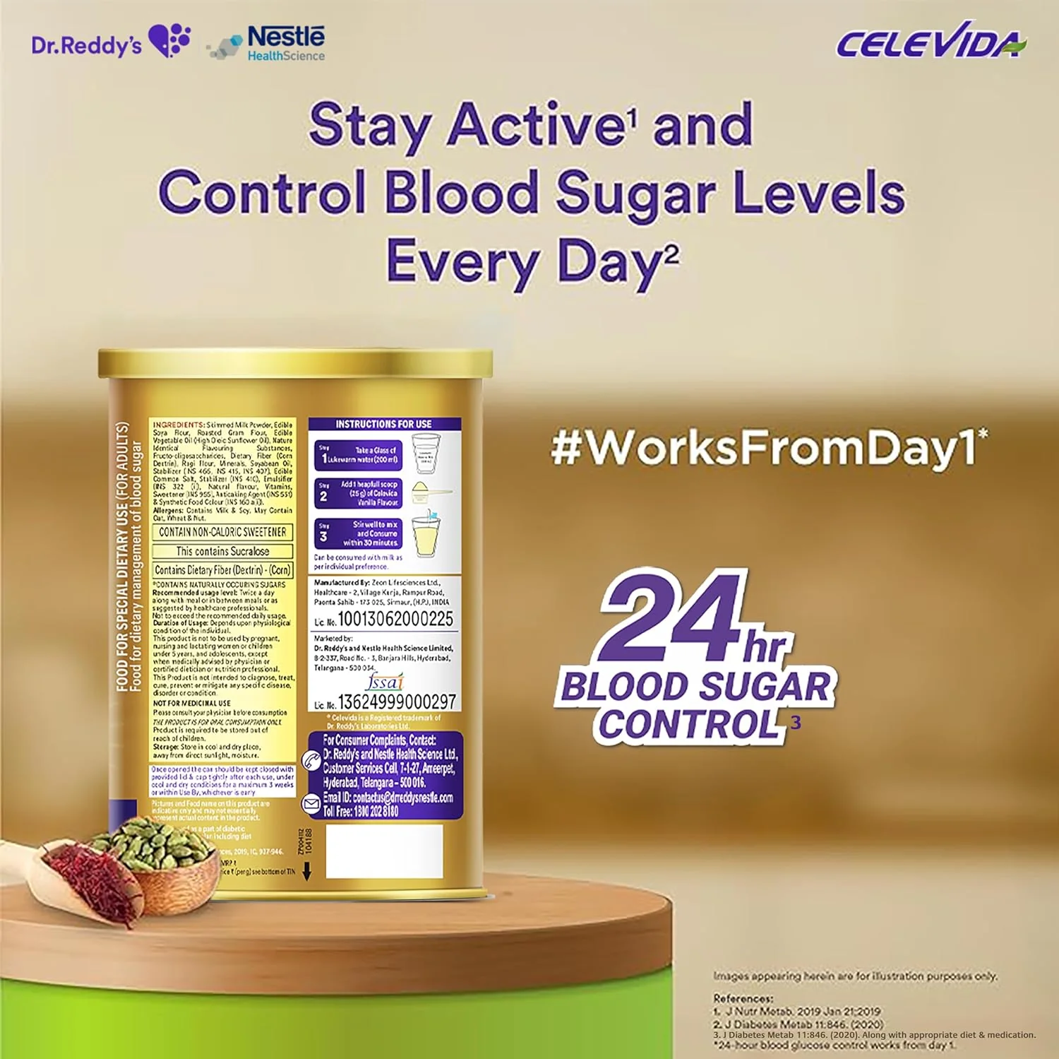 Celevida Protein Powder Drink for Diabetes Management by Dr. ReddyS | Vanilla Flavour | No Added sugar | Plant based | For Sugar control  Weight Management & Immunity Support | 400gm Tin Pack - Image 6
