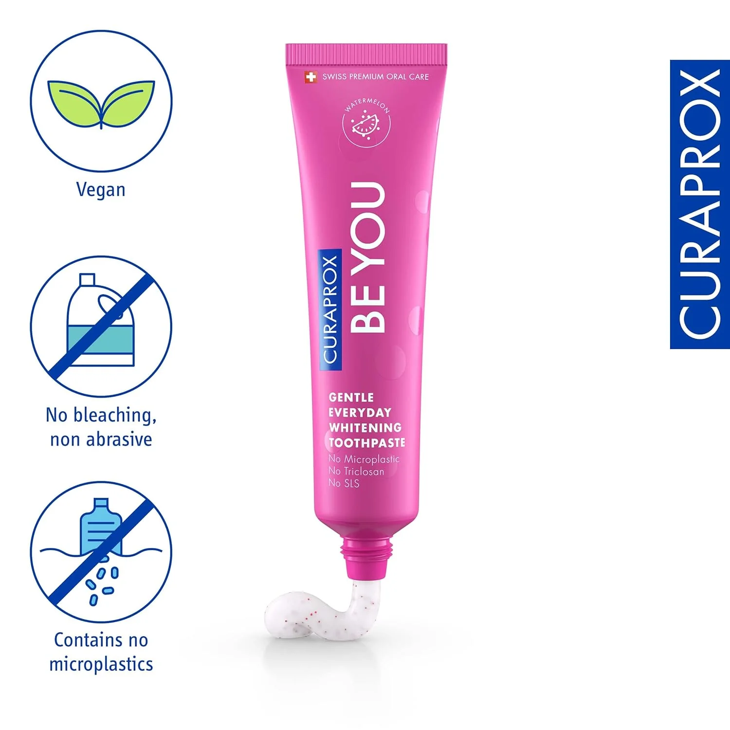 Curaprox BeYou Toothpaste 60ml - Gentle Everyday Whitening Toothpaste - SLS Free Microplastic Free Triclosan Free Fluoride Toothpaste (Pink) - Image 3