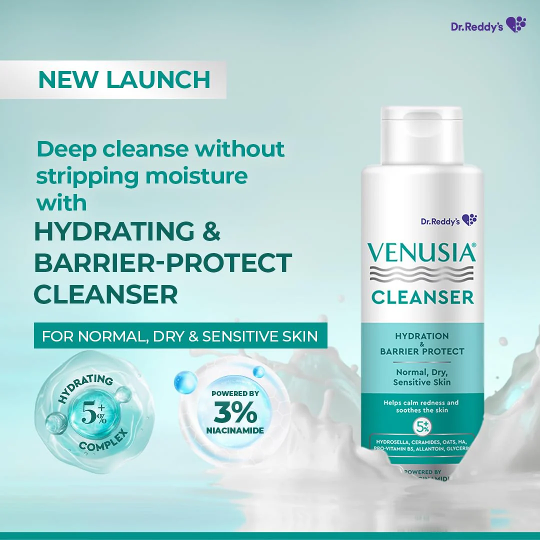 Venusia Hydrating & Barrier Protect Cleanser | With Ceramides, Hyaluronic Acid, Niacinamide, Pro-Vitamin B5 | For Normal, Dry, and Sensitive Skin | PAMAS free | Skin-friendly Ph | 125 ml | From the House of No.1 Dermatologist Recommended Moisturiser - Image 3