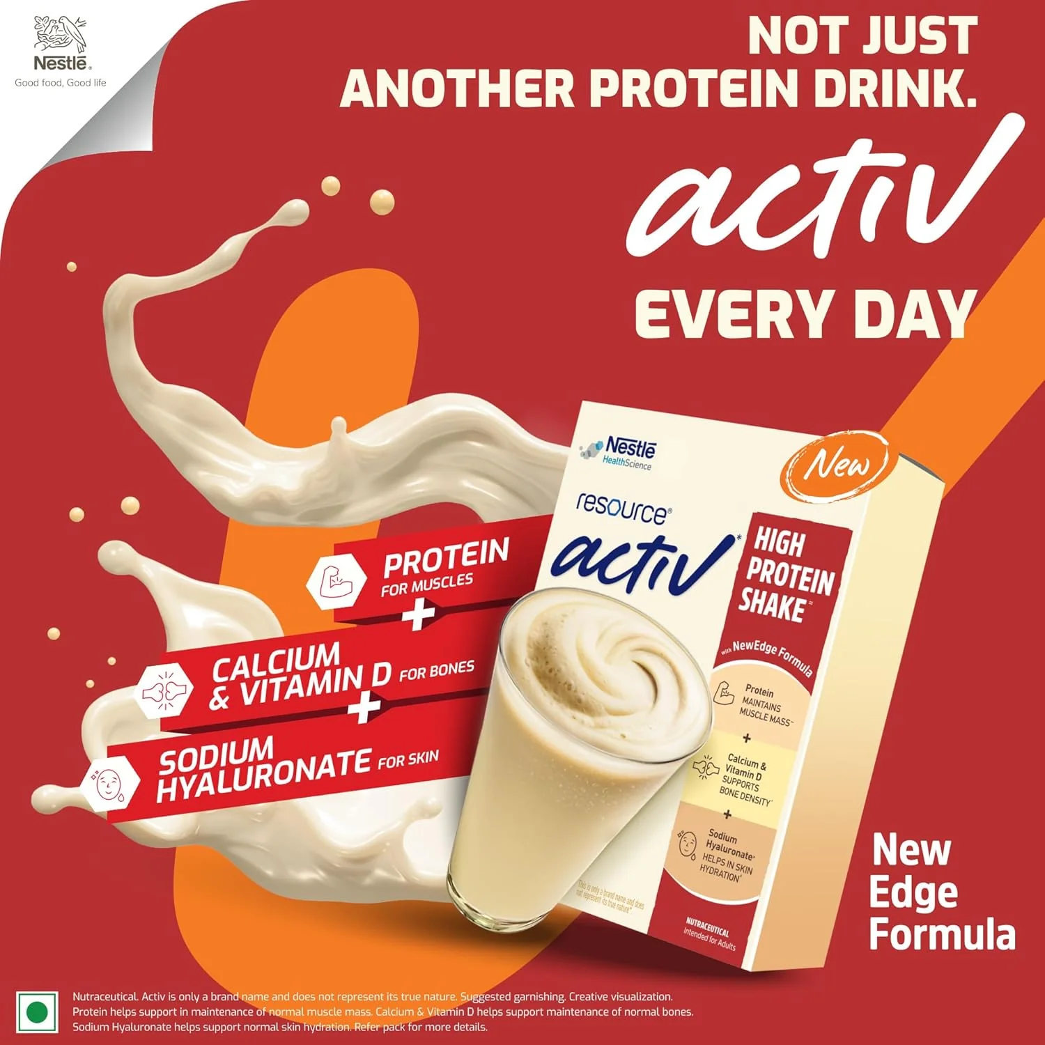 Nestle Resource Activ High Protein Shake with New Edge Formula Vanilla Flavour Strengthens Muscles Bones Immune System Improves Skin 400g Baginbox pack - Image 8