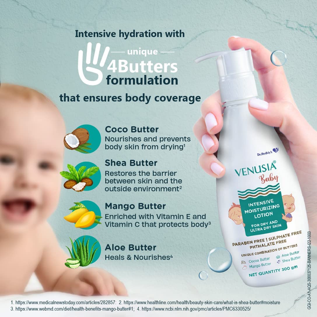 Dr. Reddy's Venusia Baby Intensive Moisturizing Lotion, provides soft and smooth skin, 300 GM - Image 5