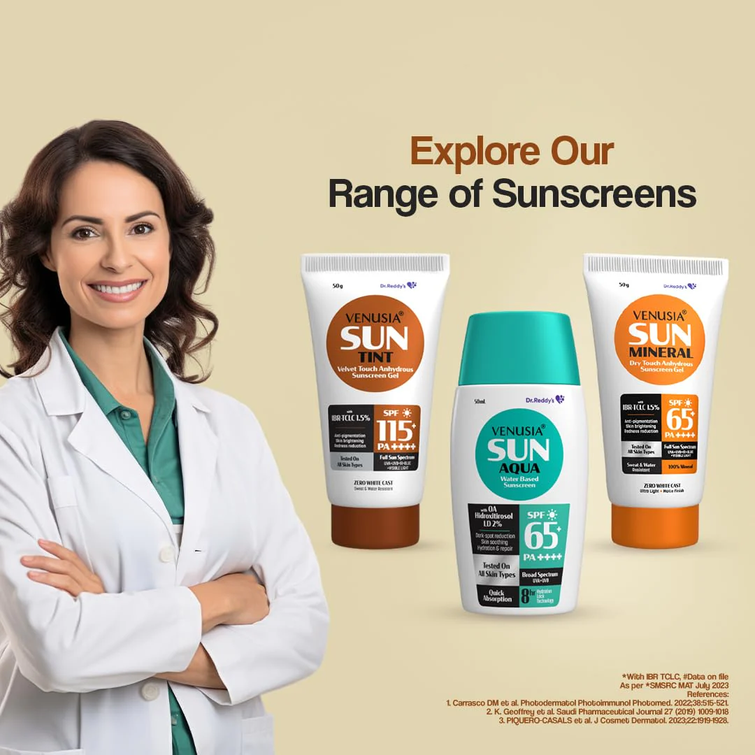 Venusia Tinted sunscreen SPF115I Full spectrum protection I UVA UVB Blue light protect I with Anti-oxidant I Sweat & water resistant I No white cast I clinically tested for all skin types I 50 g Pack of 1 - Image 8