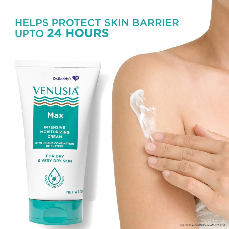 Dr. Reddy's Venusia Max Intensive Moisturizing Cream For Dry Skin To Very Dry Skin, Contains Shea, Mango, Aloe & Cocoa Butter, Paraben Free & Non Irritant formula,  Dermat Recommended I 150g - Image 5
