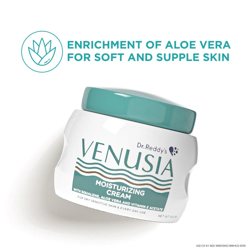 Dr. Reddy's I Venusia Moisturizing Cream IIBody & face cream for dry to very dry skin IWith Aloe Vera, Vitamin E and Squalene I Upto 24 hrs hydration I Non comedogenic, Non greasy, Dermat Recommended  I 100g - Image 5
